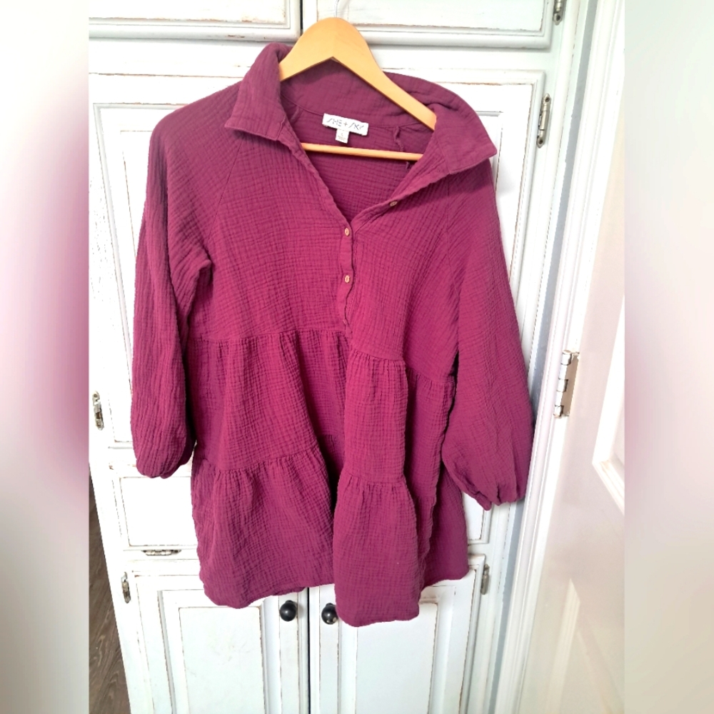 She + Sky Purple Tiered Polo Tunic